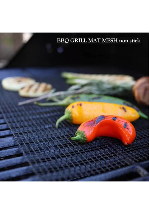 BBQ GRILL MAT MESH teflon non stick reusable black 36x42cm